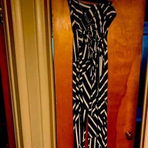 Black white halter romper with belt